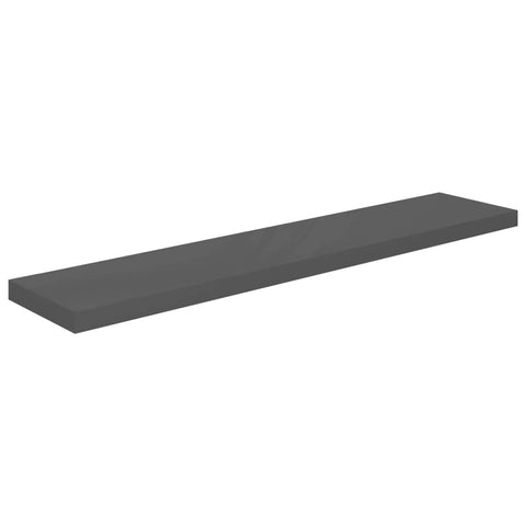 vidaXL Floating Wall Shelf - 47.2"x9.3"x1.5" High Gloss Gray - Durable MDF and Metal Frame - Easy Assembly Invisible Mounting - Modern Home Decor