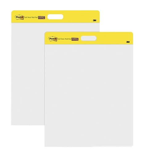 3M Post-it Easel Pad, 20 in x 23 in, White, 20 Sheets/Pad, 2 Pads/Pk, Mounts to surfaces with Command Strips included (566)