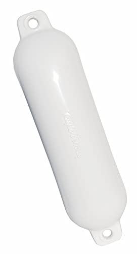 Taylor Made Hull-Gard Inflatable Boat Fender, White (5.5" x 20"), Unique Oval Shape, Molded Football Needle Inflation Valve, Seamless Construction, Double Eyelets - 1022