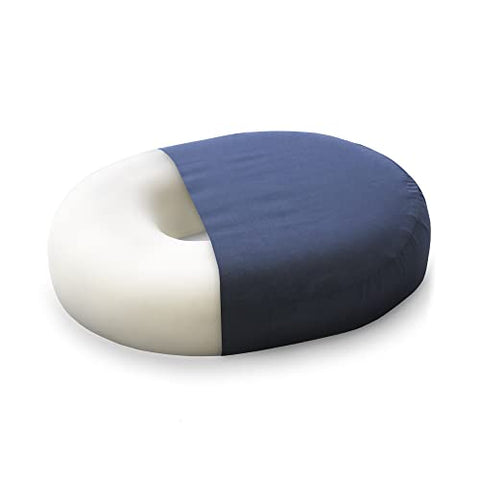 DMI Seat Cushion Donut Pillow and Chair Pillow for Tailbone Pain Relief, Hemorrhoids, Prostate, Pregnancy, Post Natal, Pressure Relief and Surgery, 16 x 13 x 3, Navy