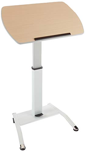 Pneumatic Adjustable-Height Lectern / Mobile Standing Desk - Light Wood - Light Wood
