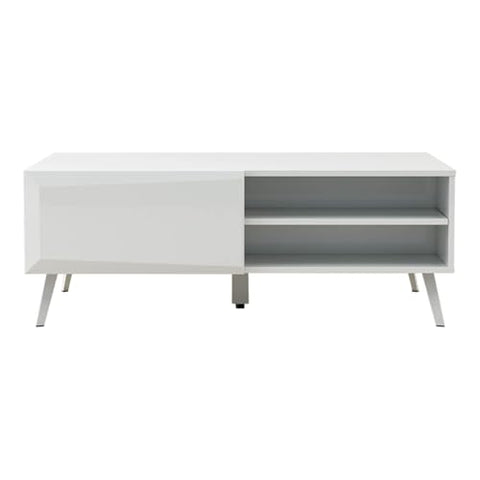 Oakestry 43" Rectangle Coffee Table Modern Gloss White Living Room Center Table, Sleek Contemporary Low Table for Home Décor, Durable Surface for Drinks, Books & Displays