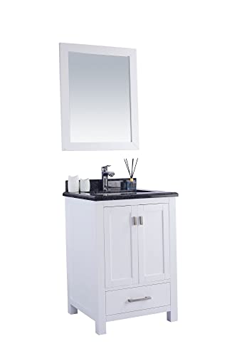 Wilson 24, White Cabinet Black Wood COUNTERTOP