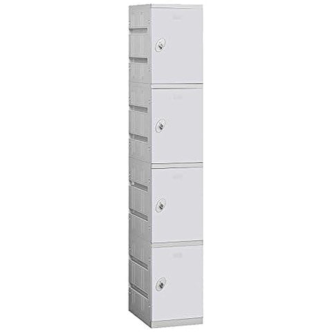 Salsbury Industries 94168GY-U Unassembled Four Tier 12.75-Inch Wide 738.25-Inch High 18-Inch Deep Plastic Locker, Gray