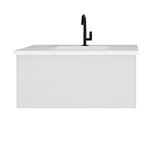 Laviva Vitri 36 - Cloud White Cabinet Matte White Viva Stone Solid Surface Countertop