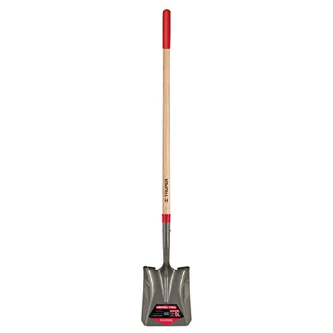 Truper 31188 Square-Point Shovel - Mid-Size Steps, 48-Inch Long Hardwood Handle with Non Slip Grip, 16 Gauge Blade