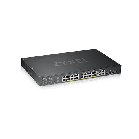 Zyxel 24-Port Gigabit Ethernet PoE+ Switch | Smart Managed | 375 Watt Budget | 4x Gigabit Combo Ports | Hybrid Cloud Mode [GS1920-24HPv2]