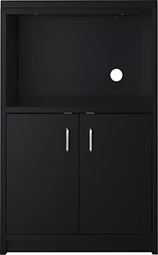 Summit Appliance CWM1ADA 2-Door Microwave Cabinet, Black; ADA Compliant Height; 2-Door Cabinet with Removable Shelving; 12.5" H x 20" W Opening; 4 Leveling Legs; Pre-Installed Cord Cutout