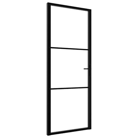 vidaXL Interior Modern Designed Door with Transparent Glass and Aluminum, Stable and Secure Structure, Easy to Install, 29.9"x79.3" Black