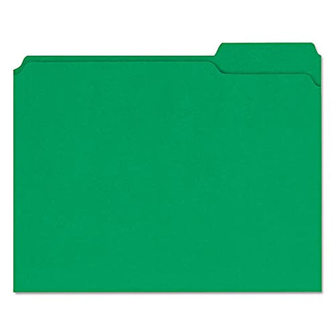 Universal UNV16162 Reinforced 1/3-Cut Assorted Top-Tab File Folders - Letter Size, Green (100/Box)