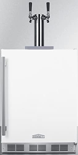 Summit Appliance SBC58WHBIADAWKDTWIN 24" Wide Built-in Undercounter ADA Height Commercially Listed Dual Tap Wine Dispenser in White with Stainless Steel Handle, Auto Defrost, Adjustable Thermostat