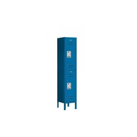 Salsbury Industries Assembled 2-Tier Standard Metal Locker with One Wide Storage Unit, 5-Feet High by 18-Inch Deep, Blue