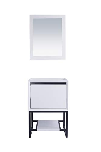 Laviva Alto 24 - White Cabinet Black Wood Marble Countertop