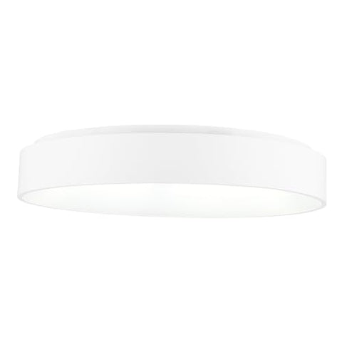 CWI Lighting 24" White Flush Mount Light for Living Room, Bedroom – Integrated LED with Dimmable Downlight – Modern Drum Design, Low-Profile for 8-10’ Ceilings – BACL Certified, 3-Year Warranty