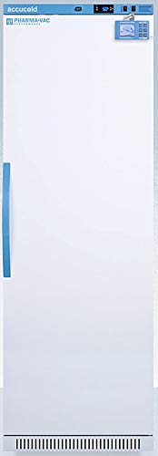 AccuCold ARS15PVDL2B 24 Upright Vaccine Refrigerator with 15 cu. ft. Capacity Plastic-Coated Wire Shelves Temperature Alarm and Factory-Installed Lock in White