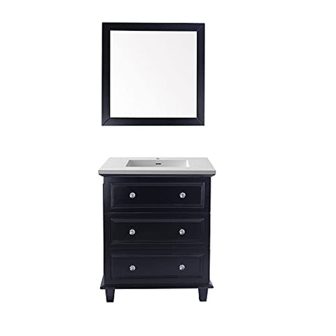 Laviva Luna - 30 - Espresso Cabinet Matte White Viva Stone Solid Surface Countertop