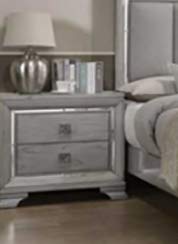 Crown Mark Vail Light Grey Wood 2-Drawer Nightstand
