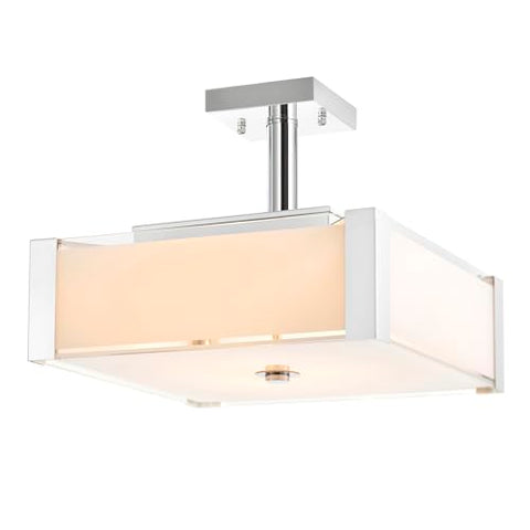 Lucie 4 Light 17in Chrome Round Chandelier with Frosted Glass Shade for Modern Dining Room, Living Rooms, or Entryway Lighting