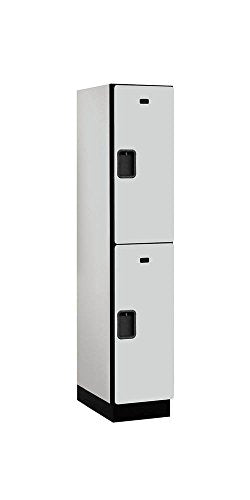 Salsbury Industries 2-Tier Extra Wide Designer Wood Locker with One Wide Storage Unit, 6-Feet High by 21-Inch Deep, Gray