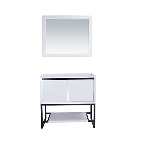 Laviva Alto 36 - White Cabinet Black Wood Marble Countertop