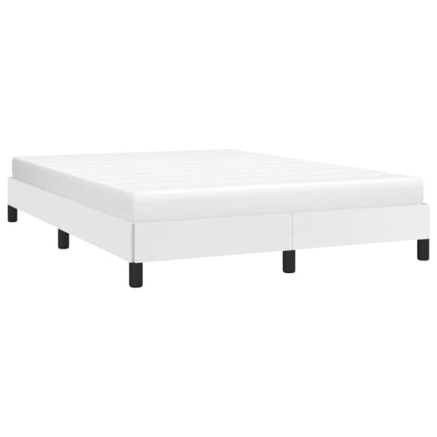 vidaXL Full Size Bed Frame with Plywood Slats, Platform Bed Frame, Faux Leather Upholstered Mattress Foundation, No Box Spring Needed & Easy Assembly, White, Without Mattress