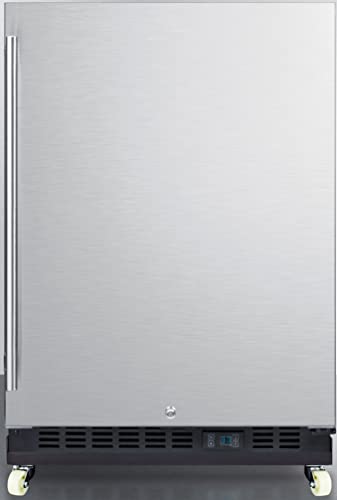 Summit Appliance 24" Wide Built-In Mini Reach-In Beverage Center with Dolly with automatic Defrost, Keyed lock for a secure interior, Fully finished black cabinet