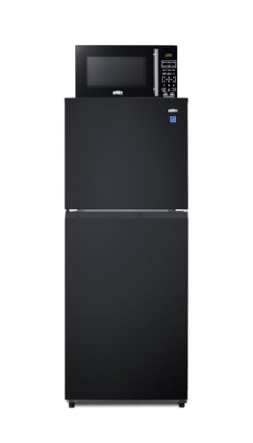 Summit Appliance MRF1087BALHD Microwave/Refrigerator-Freezer 10.1 cu.ft Combination with Allocator, Jet Black (LHD, Black)