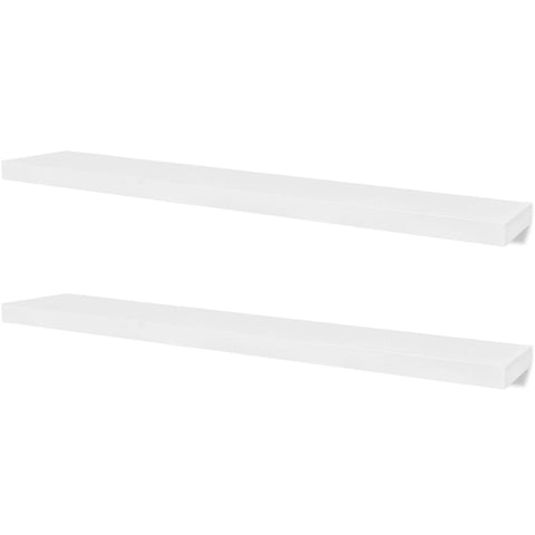 vidaXL White Floating Wall Shelves Set of 4 | Minimalist MDF Display 47.2 in Long Ideal for Living Room Office Bedroom Invisible Mounting System Indoor Storage Solution Shelf Racks Hanging Home