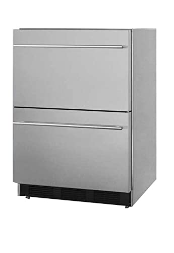 Summit 24" Undercounter Two-Drawer Beverage Cooler Fridge | Commercial Reach-in Outdoor Refrigerator for Bar Restaurant Diner Pub | 3.1 Cu.Ft, 23.63"W x 23.88"D x 33.25"H, Stainless Steel, 115v, NSF