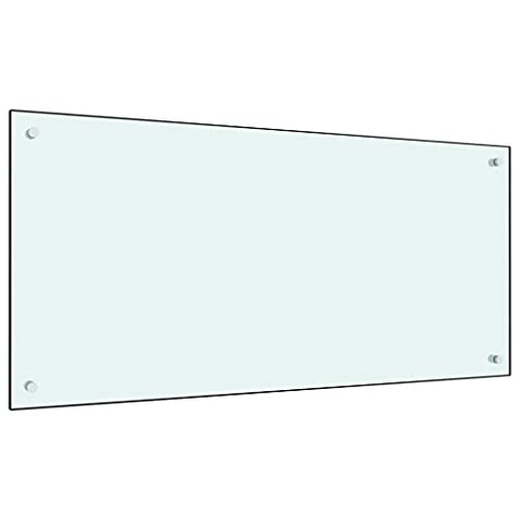 "vidaXL White Kitchen Backsplash - Tempered Glass, Easy-to-Clean, Heat-Resistant, Secure Installation, Protective & Decorative, 39.4" x 19.7"