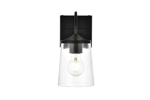 Living District Avani 1-Light Iron & Glass Bath Sconce in Black & Clear