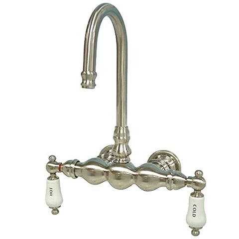 Kingston Brass CC3T8 Vintage 3-3/8-Inch Wall Mount Tub Faucet, Brushed Nickel