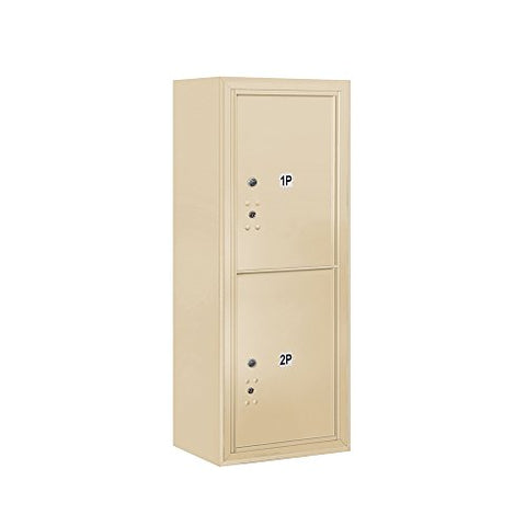 Salsbury Industries 3810S-2PSFU 4C Surface Mounted Horizontal Mailbox, Front Loading, Single Column, Stand Alone Parcel Locker, 2 PL5's, Usps Access, Sandstone
