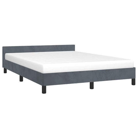 vidaXL Velvet Bed Frame Platform Bed, Scandinavian Style/Slats Support/No Box Spring Needed/Without Mattress/Easy Assembly, Dark Grey Full Bed