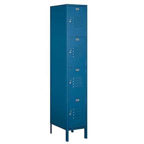 Salsbury Industries 54168BL-A 15" Four Tier Standard, 1 Wide x 6 Feet High x 18 Inches Deep, Assembled Metal Locker, Blue
