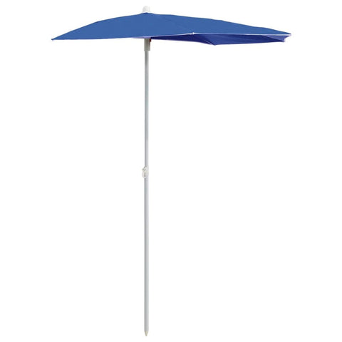 vidaXL Garden Half Parasol with Pole - Azure Blue Outdoor Umbrella with UV Protective Polyester Material, Sturdy Steel Construction, Easy Open and Close, Ideal for Patio, Deck