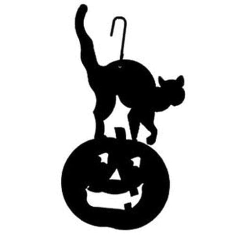 Wrought Iron 16 Inch Pet Cat Pumpkin Hanging Silhouette