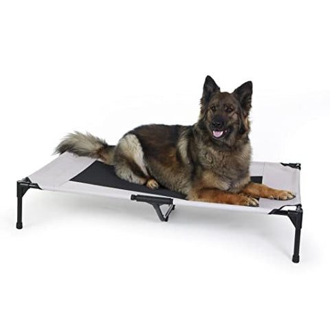 K&H Pet Products Outdoor Elevated Dog Cot, Breathable Cooling Elevated Cot Hammock Pet Bed for XL Dogs, Washable Mesh Cover, Raised Metal Frame, Collapsible, Portable - Extra-Large 50 X 32in Taupe