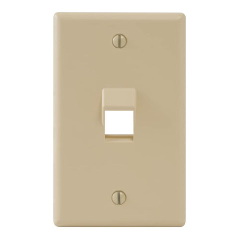 ICC Angled 1-Port Keystone Wall Plate (1 Pack), UL Listed, Durable ABS Plastic, Single Gang Wall Plate for RJ45 Modular Inserts, Ivory