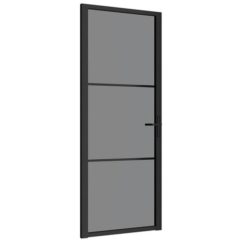 vidaXL Interior Door, 32.7" x 79.3" Size, Black ESG Glass with Stable Aluminum Frame, Modern Design, Suitable for Home and Office