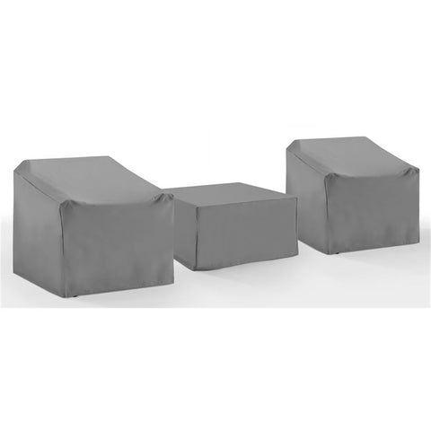 3Pc Outdoor Furniture Cover Set Gray - 2 Chairs & 1 Square Table/Ottoman