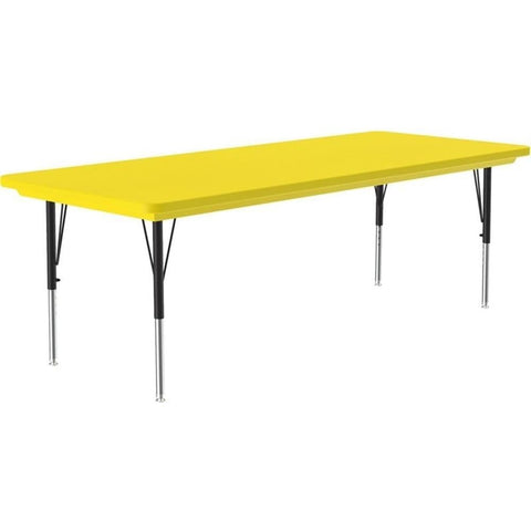 Correll AR3072-REC-28 Blow-Molded Plastic Top Activity Table, 30" x 72", Yellow