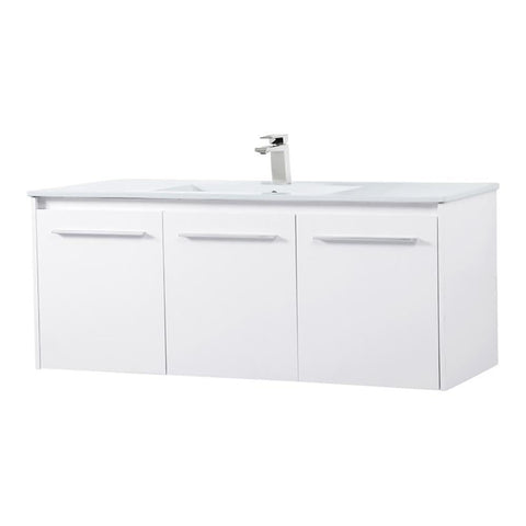 Elegant Decor Rasina 48" Single Porcelain Top Floating Bathroom Vanity in White