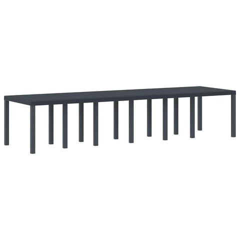 vidaXL Garden Table Anthracite 137.80 x 39.37 x 29.13 in Poly Rattan, Modern Garden Table, Rectangular, Durable Poly Rattan Dining Furniture for Outdoor Patio, Weather-Resistant Seating Area