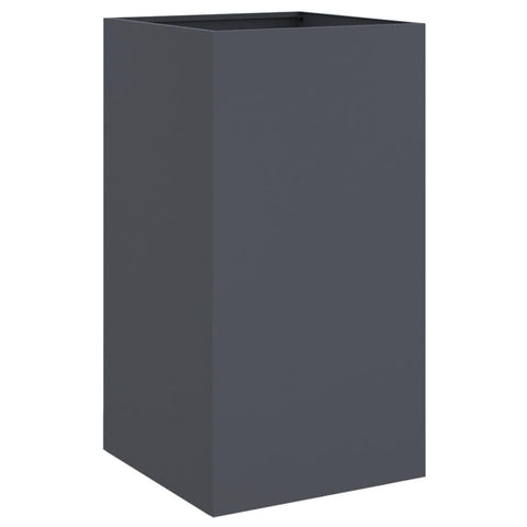 vidaXL Anthracite Steel Planter 16.5"x15"x29.5" - Durable Cold-Rolled Steel Flower Box for Garden/Patio DÃ©cor