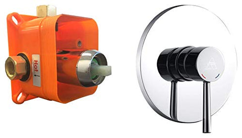 Aqua Rondo by KubeBath 1-Way Rough-In Shower Valve With Cover Plate, Handle and Diverter