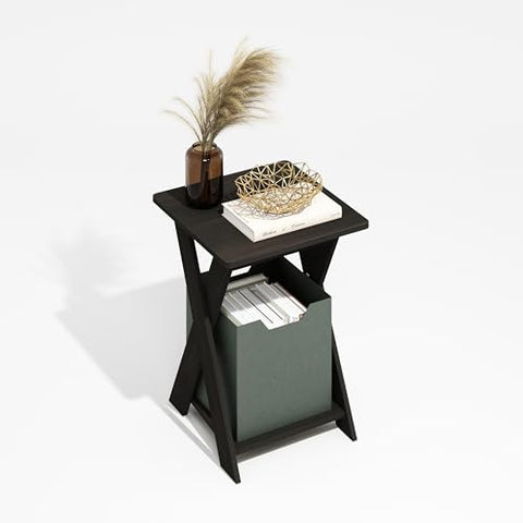 Furinno Modern Simplistic Criss-Crossed End Table Side Table Black Espresso