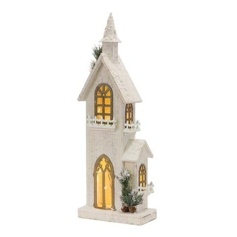 Melrose International LED Lighted Winter Church Display 27" H
