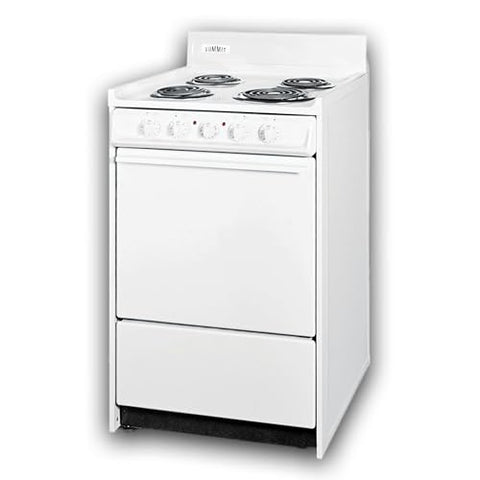 Summit 20” Electric Range, 220V Electric Coil Burners, Large 2.46 cu.ft Oven, ADA Complaint, White- WEM110