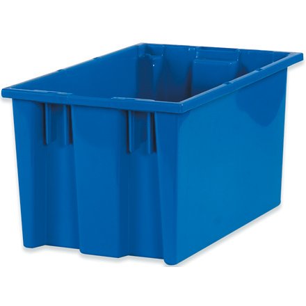 Quantum Storage Systems Stack and Nest Tote Heavy Duty Polypropylene Container, 18" W x 11" D x 9" H, 0.76 Cap (cu ft.) - Blue, 6 Pack